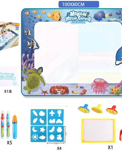 Magic Water Drawing Mat Reusable Doodle Painting Board with Pens Montessori Educational Toys for Kids Halloween Christmas Gift