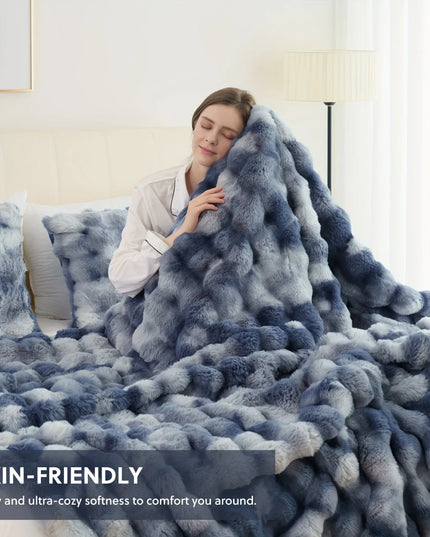 [Cozy|Faux Rabbit] Soft, Warm, 1pc Cozy Faux Rabbit Fleece Blanket | Throw for Bedroom, Guest Room, Living Room, Student Dormito