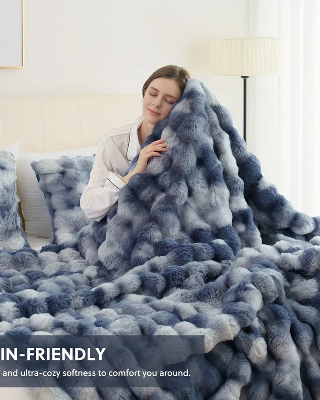 [Cozy|Faux Rabbit] Soft, Warm, 1pc Cozy Faux Rabbit Fleece Blanket | Throw for Bedroom, Guest Room, Living Room, Student Dormito