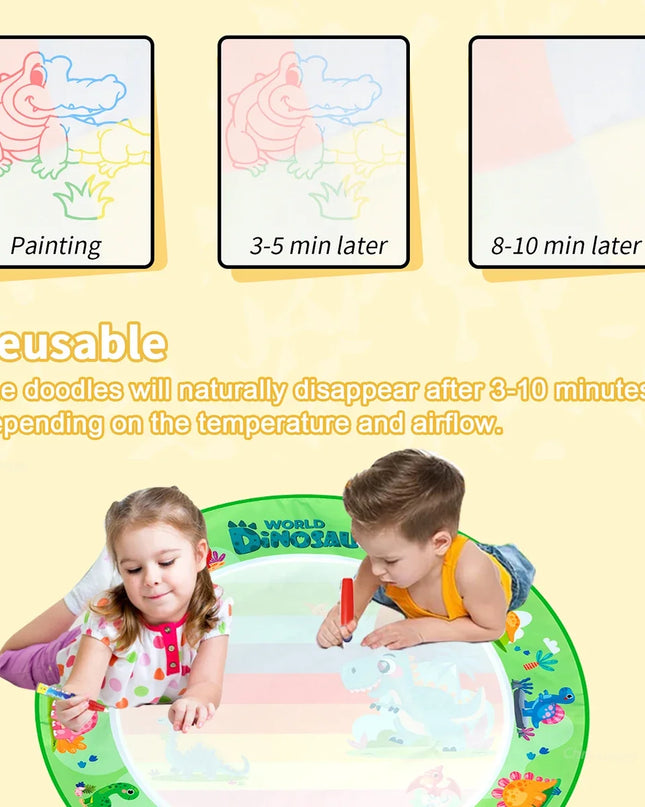 No Mess Magic Water Drawing Mat Doodle Board Reusable Educational Toy with Pens & Stamps, Gift for Toddler Boys Girls