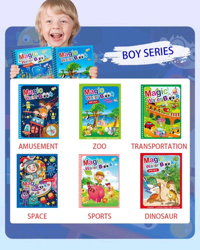 Magical Book Water Drawing Montessori Toys Reusable Coloring Book Magic Water Drawing Book Sensory Early Education for Children