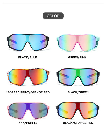 Outdoor cycling sunglasses bicycle windproof sunglasses dazzle color lens sunshade sports sunglasses