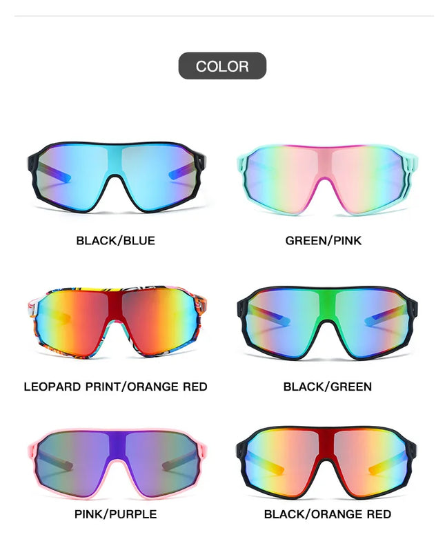 Outdoor cycling sunglasses bicycle windproof sunglasses dazzle color lens sunshade sports sunglasses