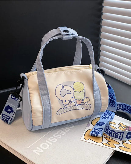 MINISO Stitch Canvas Shoulder Bag For Women Cartoon Strawberry Bear Casual Crossbody Bag Daily Commuting Gift for Kids Christmas