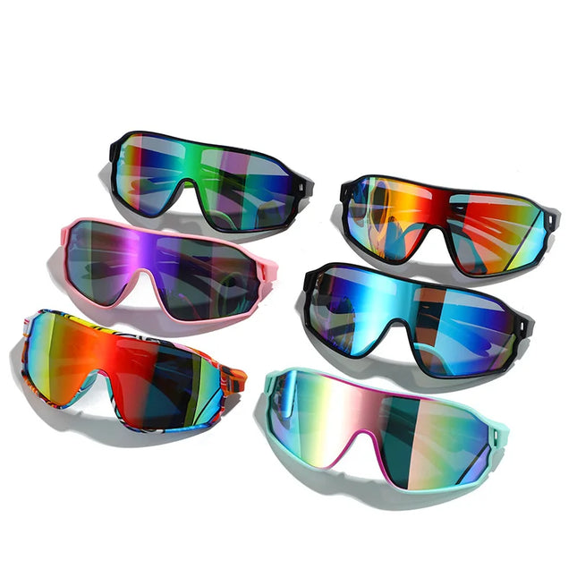 Outdoor cycling sunglasses bicycle windproof sunglasses dazzle color lens sunshade sports sunglasses