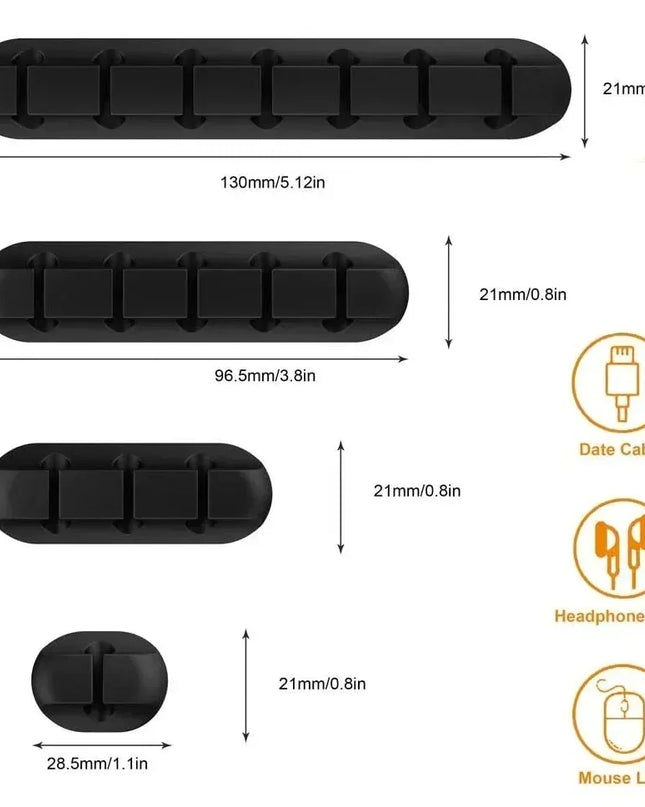 Cable Cord Wire Organizer Silicone USB Cable Winder Management Clips Self Adhesive for Mouse Keyboard Headset For iPhone Huawei