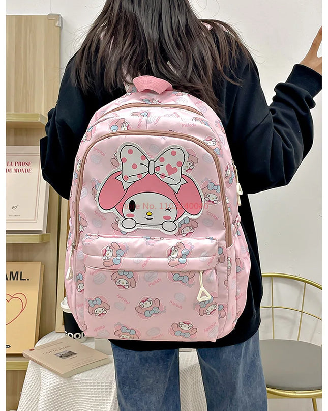 Sanrio Backpack For Kids Cartoon Hello Kitty Kuromi Bookbag Student Teenager Girl Boy Nylon Shoulders Bag Schoolbag Kawaii Bags