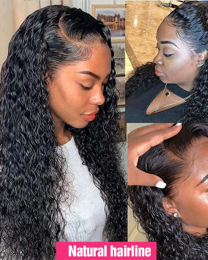 13x4 HD Lace Frontal Wig Deep Wave Frontal Wig 100% Brazilian Curly Human Hair Wigs 4x4 Transparent Lace Front Wig Pre Plucked