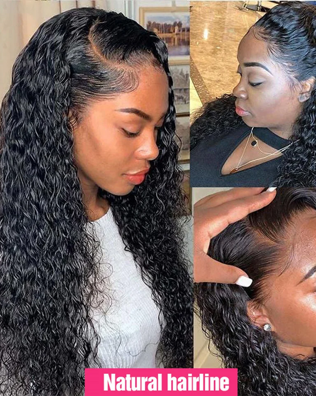 13x4 HD Lace Frontal Wig Deep Wave Frontal Wig 100% Brazilian Curly Human Hair Wigs 4x4 Transparent Lace Front Wig Pre Plucked