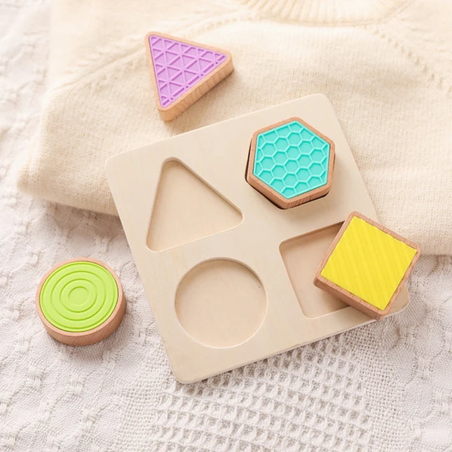 Montessori Wood Toys 0-12Months Baby Colorful Geometry Grasping Board Toys Newborn Sensory Touch Shape Recognition Game Toy Gift
