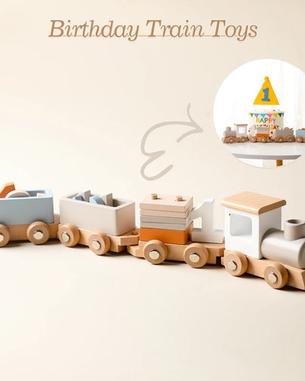 Montessori Toys Wooden Train Birthday Toy Baby Educational Toys Wooden Trolley Baby Learning Toys Number Of Wood Baby Toys Gifts