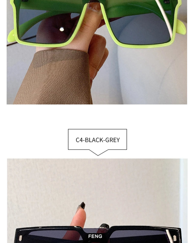 Sunglasses Men Fashion Oversized Square Frame Punk Glasses Brand Designer Women Large Eyewear Shades UV400 Protection Eyeglasses