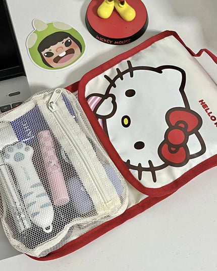 Cute Portable Travel Wash Up Storage Bag Girls Gifts Hello Kitty Kuromi Stitch KT Cat Cartoon Cosmetic Bag For Girl Kawaii Gifts