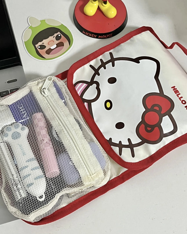 Cute Portable Travel Wash Up Storage Bag Girls Gifts Hello Kitty Kuromi Stitch KT Cat Cartoon Cosmetic Bag For Girl Kawaii Gifts