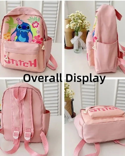 2025New Disney Lilo and Stitch Backpack Kawaii Cartoon Anime Printed Accessories Storage Bag Children's Casual Shoulder Bag Gift