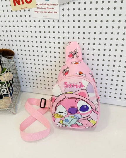 Cartoon Mini Stitch & Angel Sling Chest Bag Anime Crossbody Storage Bag Shoulder Bag Coin Purse Halloween Christmas party gift