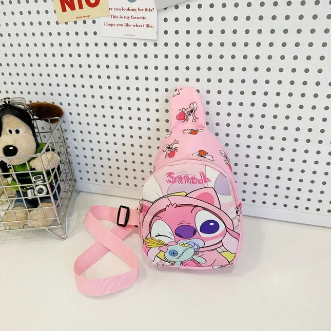 Cartoon Mini Stitch & Angel Sling Chest Bag Anime Crossbody Storage Bag Shoulder Bag Coin Purse Halloween Christmas party gift