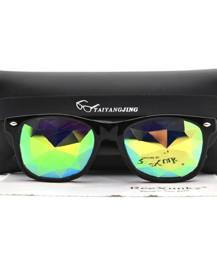 Classic Square Party Sunglasses Women Men Fashion EDM Light Diffraction Futuristic Rave Festival Sun Glasses Psychedelic Prism