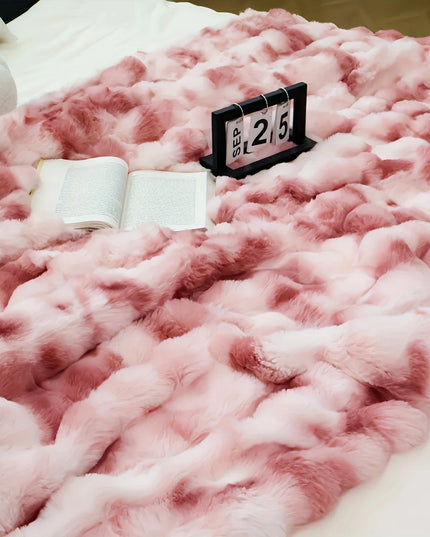 [Cozy|Faux Rabbit] Soft, Warm, 1pc Cozy Faux Rabbit Fleece Blanket | Throw for Bedroom, Guest Room, Living Room, Student Dormito