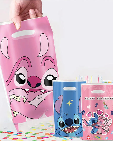 30pcs Blue Pink Stitch Party Gift Bags with Handles Lilo & Stitch Themed Party Favors Bags Baby Shower Kids Birthday Party Decor