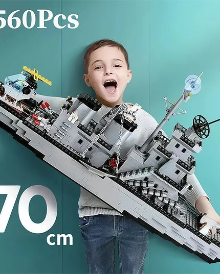 Huge size 1560PCS Navy war ship Army ship model warship 6 in 1 multi-shape combination building blocks to build a boy toy set