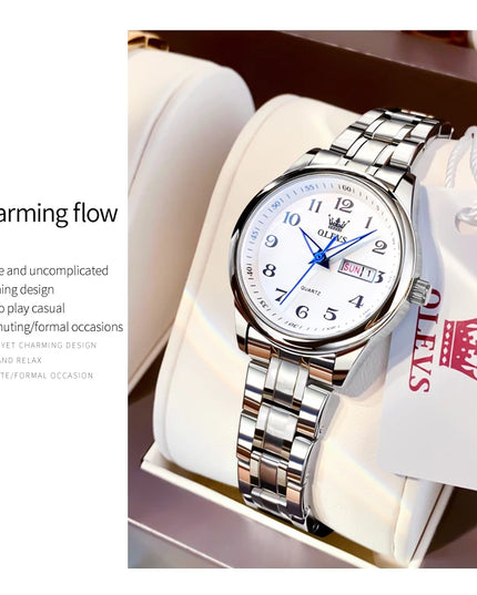OLEVS 5567 Couple Watches Waterproof Luminous Wristwatch for Lover Date Men‘s and Women's Wristwatch Simple Fashion