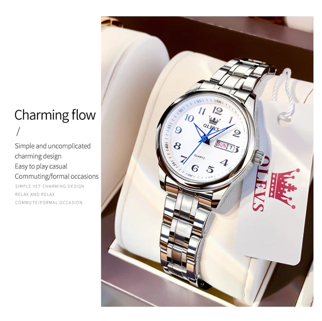 OLEVS 5567 Couple Watches Waterproof Luminous Wristwatch for Lover Date Men‘s and Women's Wristwatch Simple Fashion