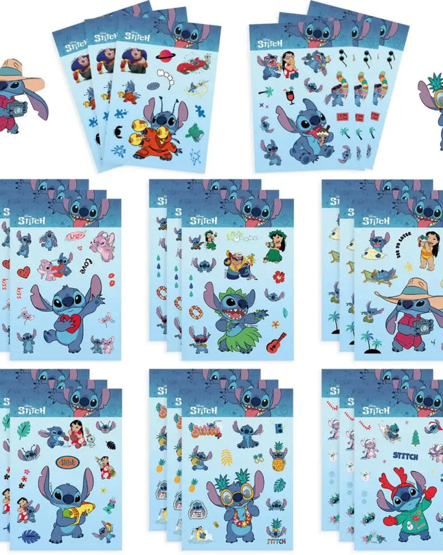 32Sheets Children DIY Puzzle Sticker Cartoon Stitch Character Assemble Stickers Kids Toys Boys Girls Gifts