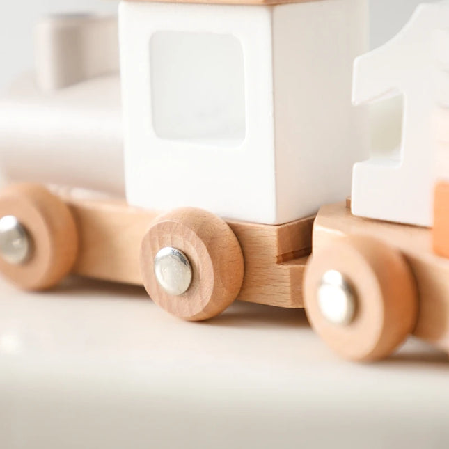 Montessori Toys Wooden Train Birthday Toy Baby Educational Toys Wooden Trolley Baby Learning Toys Number Of Wood Baby Toys Gifts