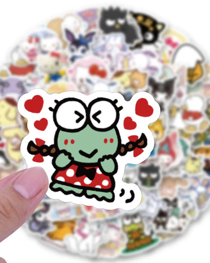 100Pcs Sanrio Kawaii Cartoon Hello Kitty Cinnamoroll Stickers My Melody Kuromi Suitcase Laptop DIY Cute Sticker Decal
