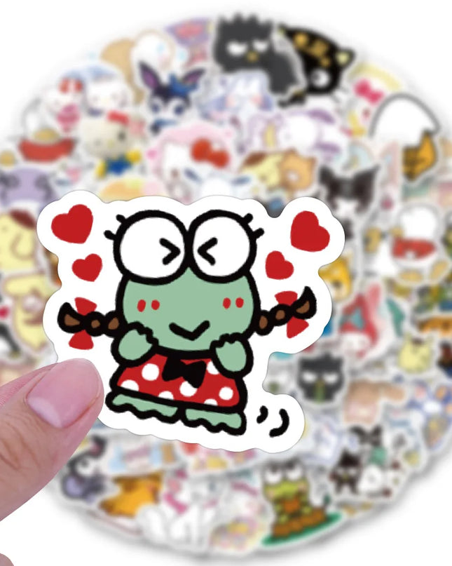 100Pcs Sanrio Kawaii Cartoon Hello Kitty Cinnamoroll Stickers My Melody Kuromi Suitcase Laptop DIY Cute Sticker Decal