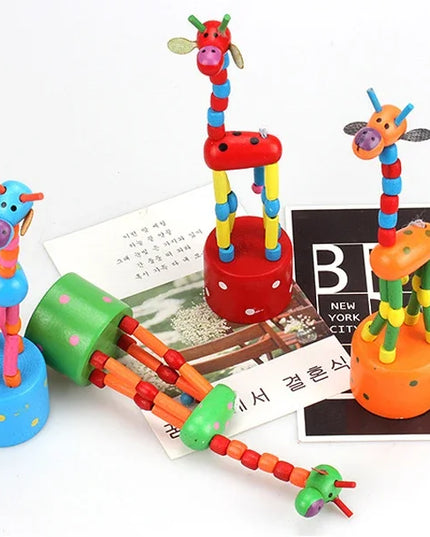 Montessori Educational Toy Kid Wooden Toys for Children Early Learning Exercise Baby Fingers Flexible Materials Giraffe Toy Gift