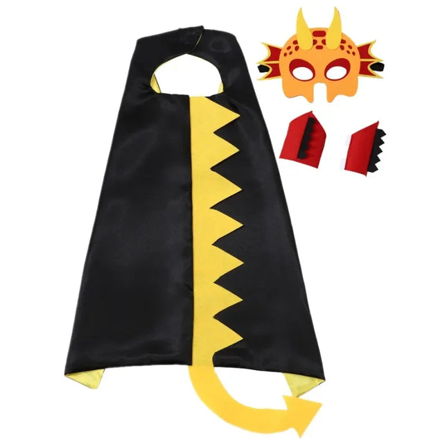 Kids Blue Dinosaur Cloak Dress Up Costume with Tail Mask Animal Play Children Halloween Party Wrist Toys Gifts