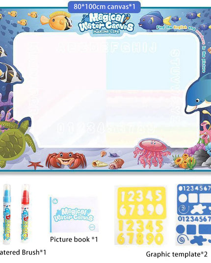 80x80CM Magic Water Drawing Mat Coloring Doodle Mat Montessori Painting Board Painting Pad Magic Pens Kids Educational Toy Gifts