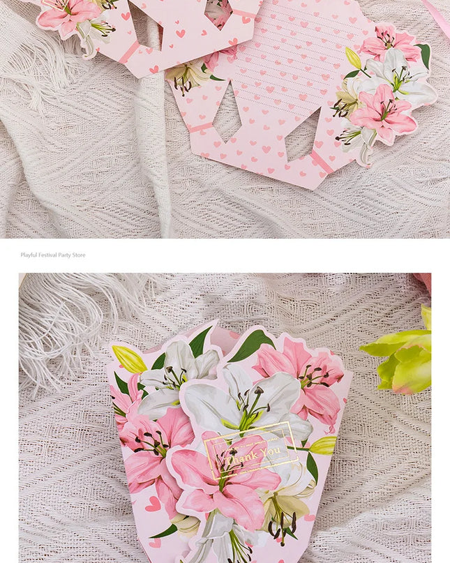 Creative Carnation Thanks Flowers Postcard Exquisite Beautiful Greeting Card Floral Birthday Cards Teacher Day Birthday Gifts