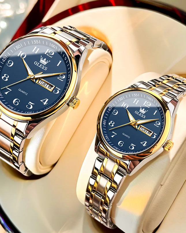OLEVS 5567 Couple Watches Waterproof Luminous Wristwatch for Lover Date Men‘s and Women's Wristwatch Simple Fashion