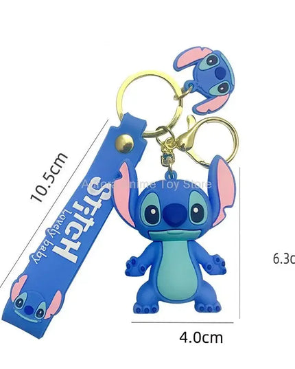 New Anime Disney Keychain Cartoon Mickey Mouse Minnie Lilo & Stitch Cute Doll Keyring Ornament Key Chain Pendant Kids Toys Gifts