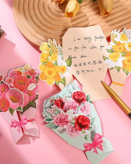 Creative Carnation Thanks Flowers Postcard Exquisite Beautiful Greeting Card Floral Birthday Cards Teacher Day Birthday Gifts