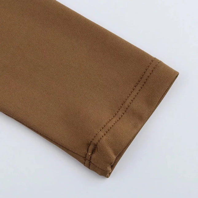 HXAO 2025 Brown Top Bodysuit Women Spring Body Sexy Women Long Sleeve Body Woman Black Spandex Bodysuit Resort Thongs Rave Oufit