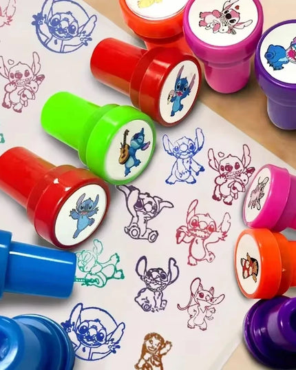 12PCS Cartoon Lilo & Stitch Seal Gift Stitch Cartoon Pattern Seal Kindergarten Rewards Stamps Christmas Gift