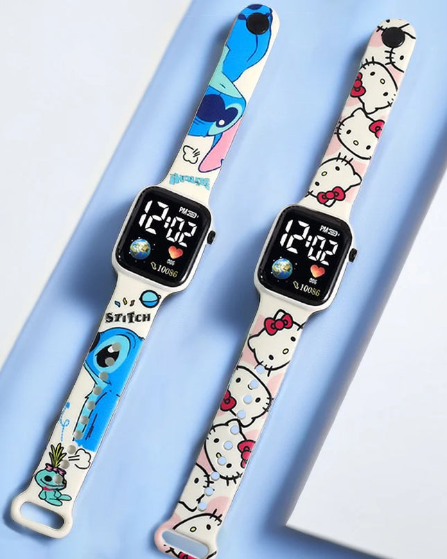 New Stitch Children Watches Girls Reloj Inteligente Para Niños Niña Reloj Hello Kitty Digital Watch Women Relógio Infantil