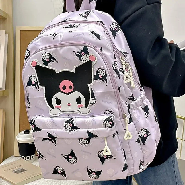 Sanrio Backpack For Kids Cartoon Hello Kitty Kuromi Bookbag Student Teenager Girl Boy Nylon Shoulders Bag Schoolbag Kawaii Bags