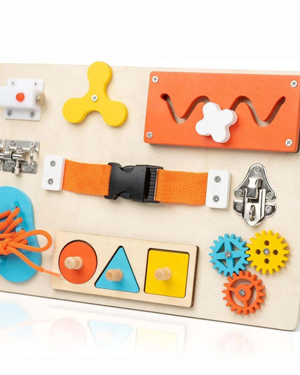 Montessori Busy Board for Toddlers Wooden Activity Sensory Board for Fine Motor Skills Travel Educational Learning  Toys for Kid