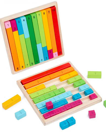 Wooden Montessori Teaching Aids Math Toys Color Fraction Sticks Kindergarten Early Education Learning Educational Toys For Kids