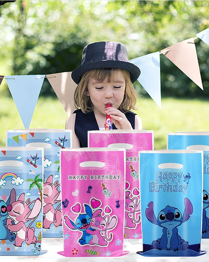 30pcs Blue Pink Stitch Party Gift Bags with Handles Lilo & Stitch Themed Party Favors Bags Baby Shower Kids Birthday Party Decor