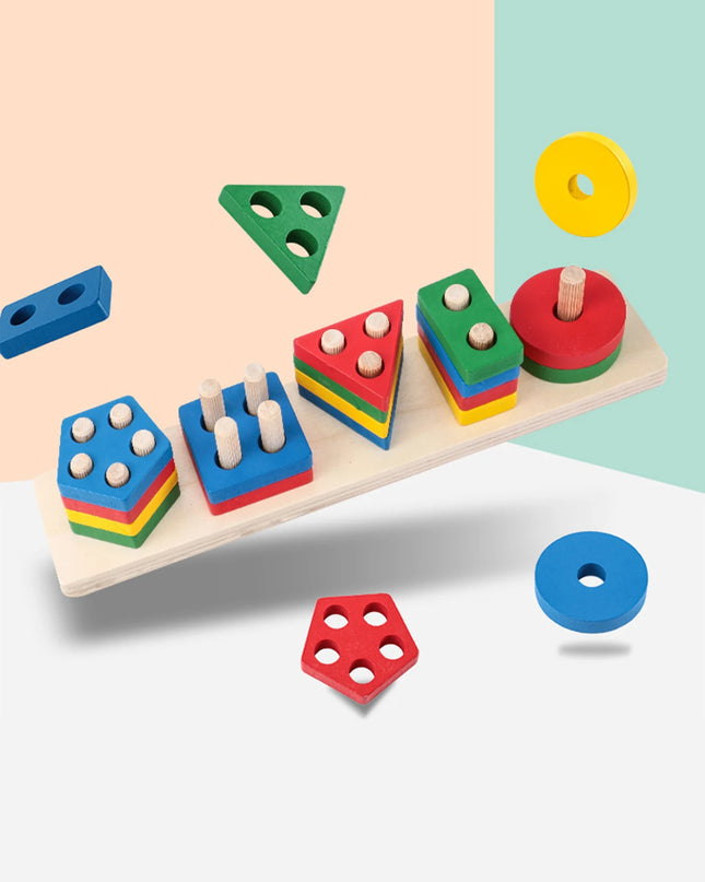 Montessori Wood Toys for Kids Wooden Sorting Stacking Toys for Baby Toddlers Educational Shape Color Sorter Preschool Kids Gifts