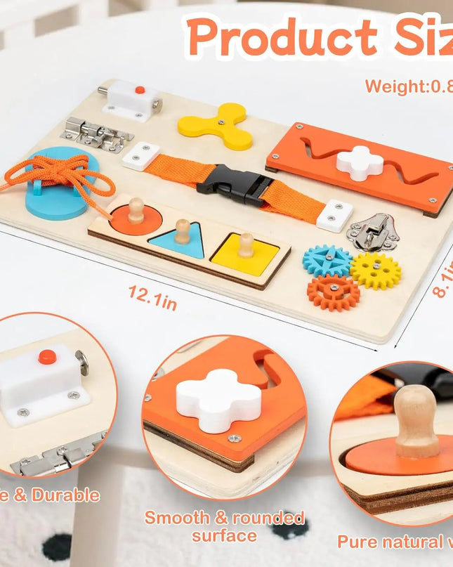 Montessori Busy Board for Toddlers Wooden Activity Sensory Board for Fine Motor Skills Travel Educational Learning  Toys for Kid