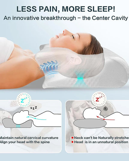 1pc Memory Foam Cervical Pillow, 2 in 1 Ergonomic Contour Orthopedic Pillow for Neck Pain, Contoured Support Pillows,Neck Pillow