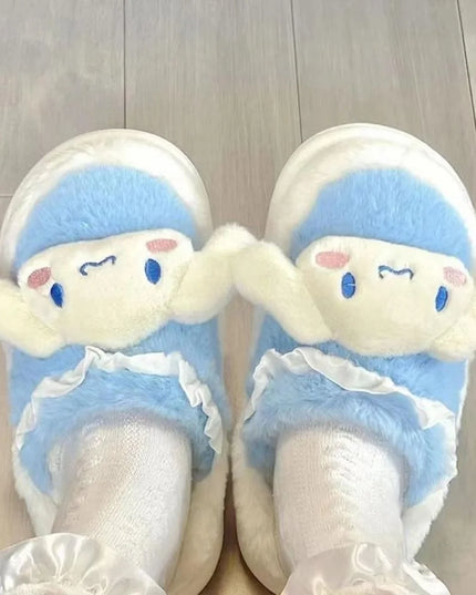 Anime Cartoon Kawaii Hello Kitty My Melody Cinnamoroll Kuromi Slippers Cute Home Thick-Soled Plush Slippers Girls Surprise Gift