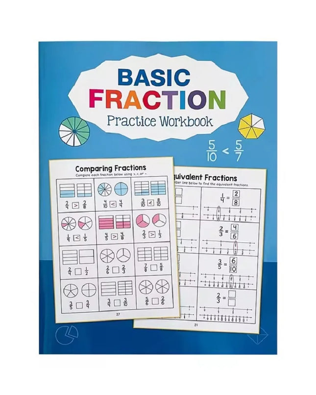 Montessori Fractions Workbook Arithmetic Learning Teaching Aids Grade 3-4 Primary School Math Cognitive Training Test Book